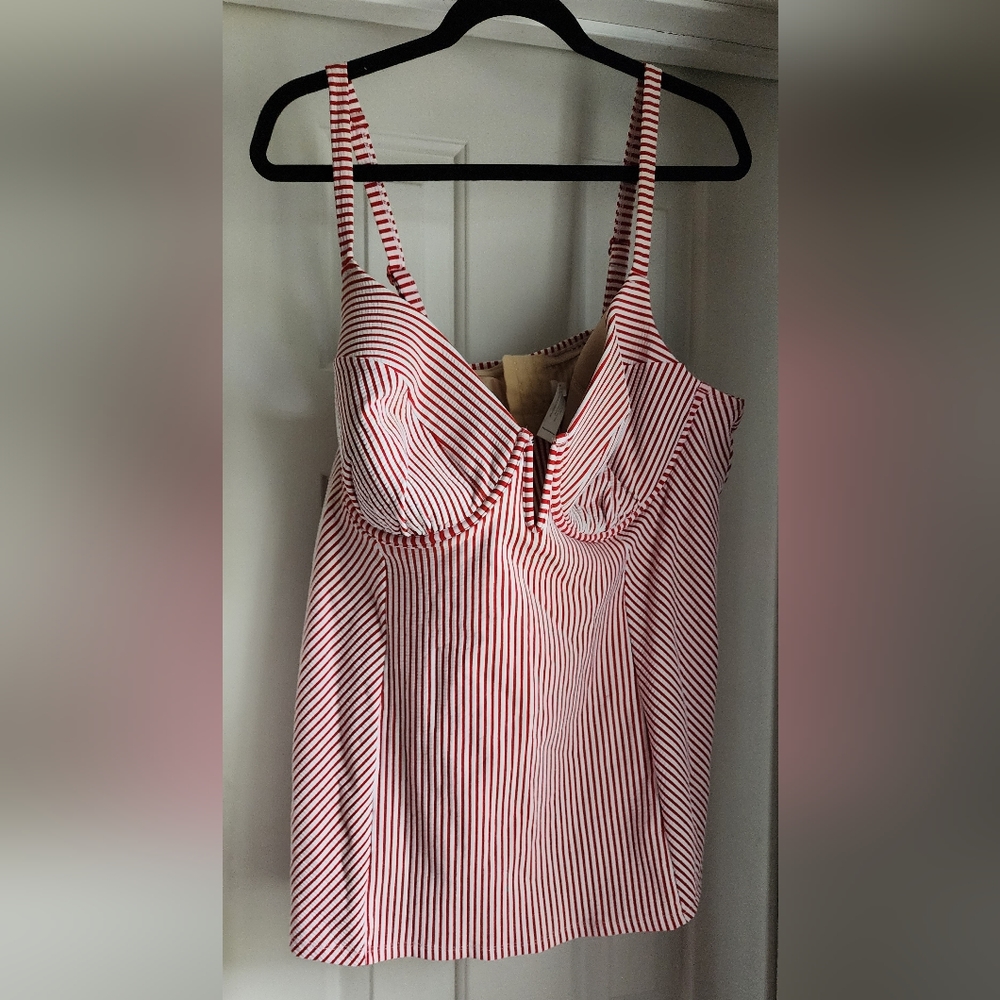 Red Seersucker Tankini 44D and 24